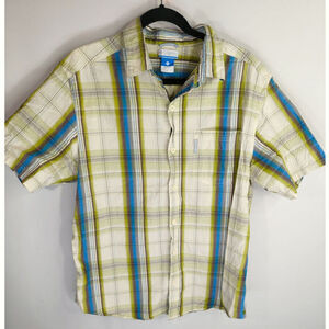 Columbia Mens Plaid Cotton Short Sleeve Button Down Shirts Multicolor Size Large